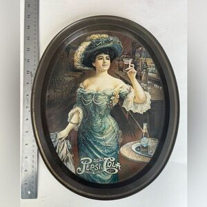 Vintage Pepsi Cola Tin Serving Tray 15x12“ Antique soda Pop Collectible  Brown
